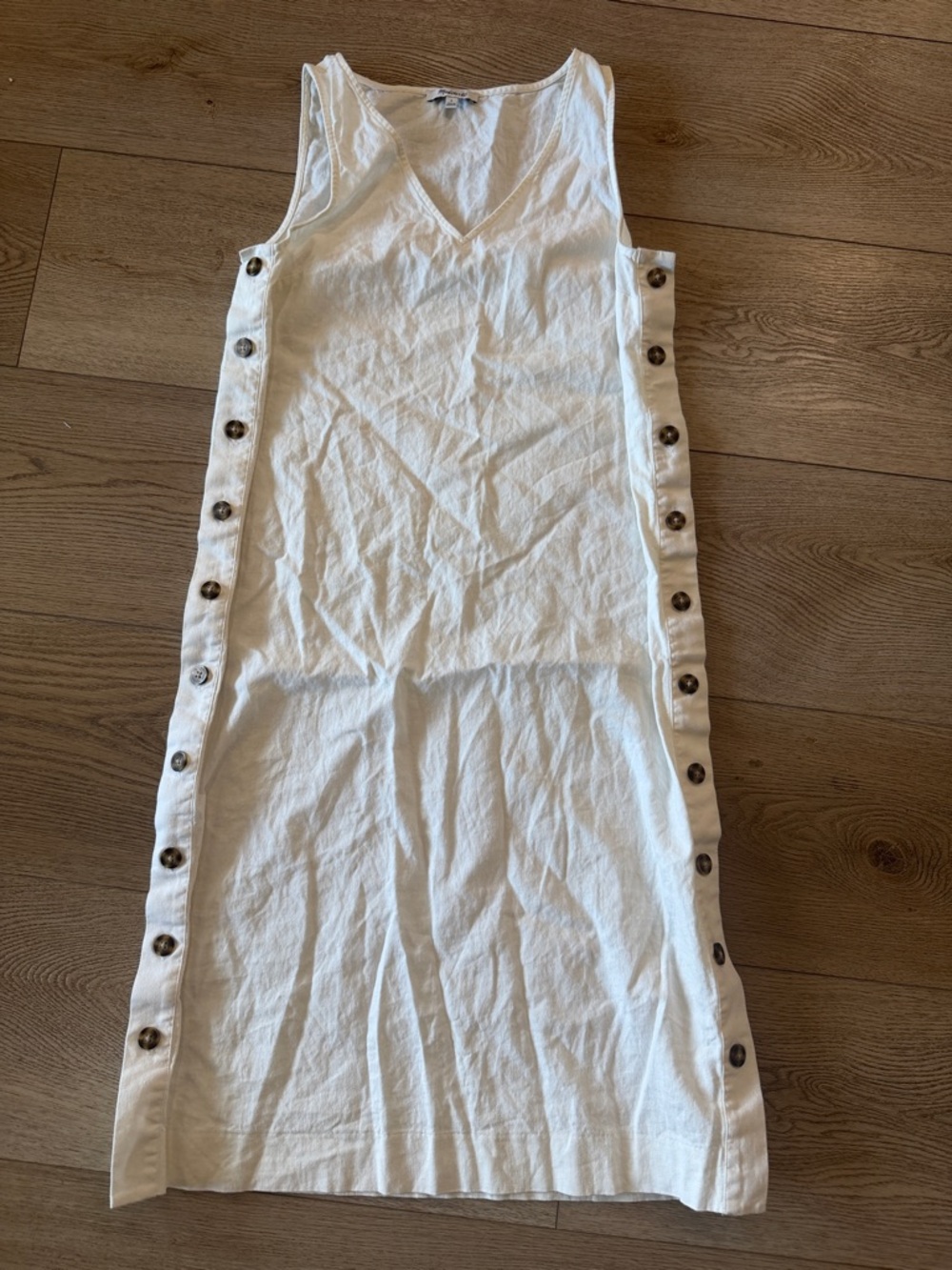 Madewell White/cream Midi Button-Trim Tank Dress